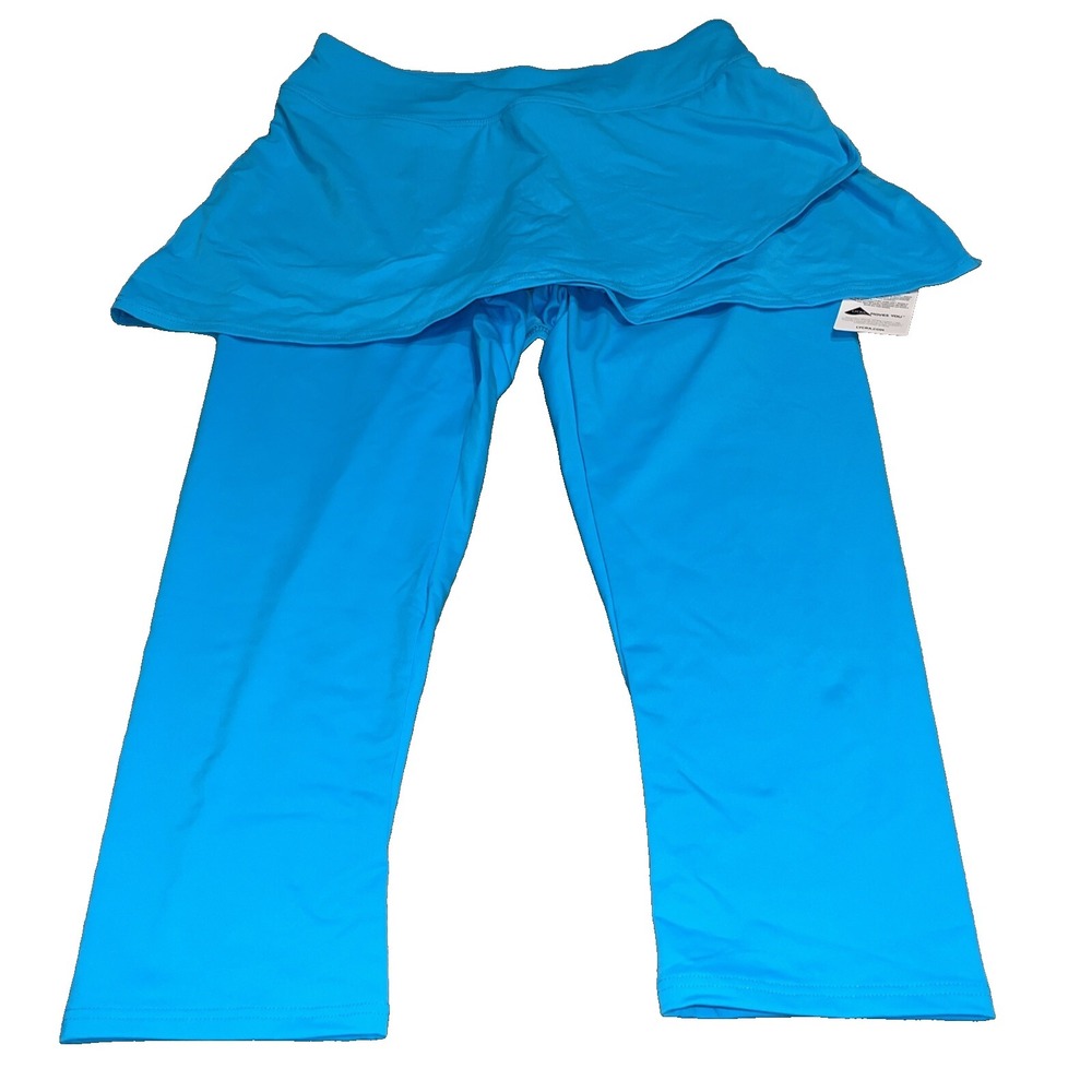 New Lands End Gym W/ Skirt Leggings Blue Athletic Yoga Pants Womens Sz Small 6-8